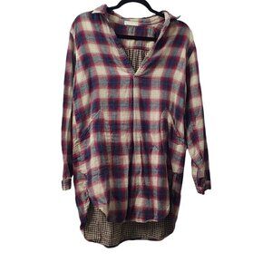 CP SHADES Womens XS Teton Tunic in‎ Red Blue Plaid Twill $248.00 Style 798-892